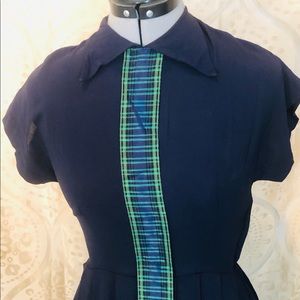Vintage 1950’s navy chiffon shirtdress